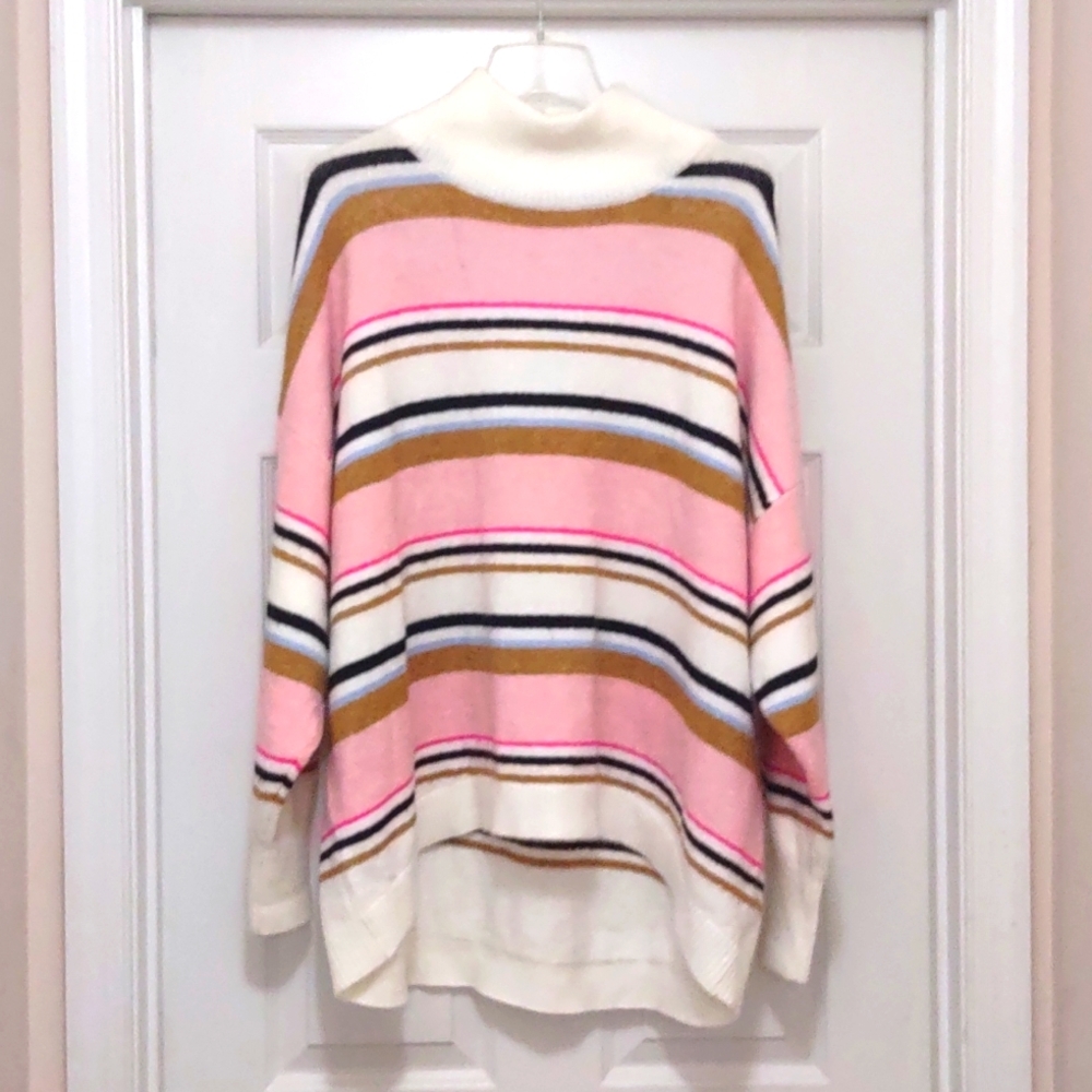 NWT Crown & Ivy Ivory Stripe Tunic Sweater Size XL